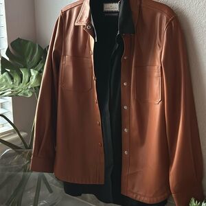 Anthropologie  Faux Leather Jacket and Black Dress Shirt Ensemble EUC xl-14